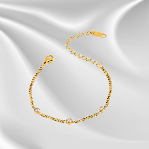 Zirconia Dots Armbånd, 18K Guldbelagt