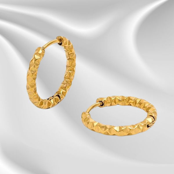 Irregulær Øreginge, 22 mm. 18K Guldbelagt