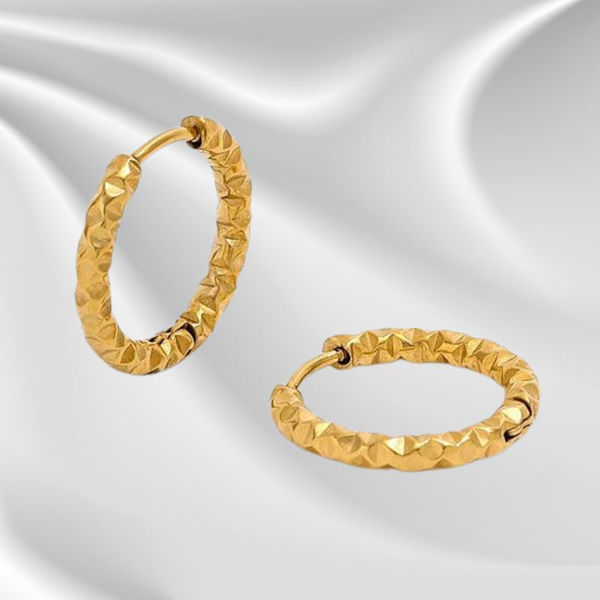 Irregulær Øreringe 18 mm. 18K Guldbelagt