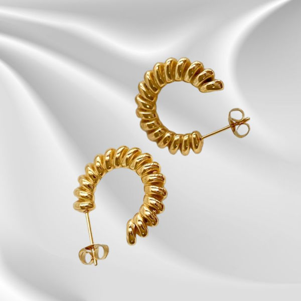 Ripple Øreringe 22 mm. 18K Guldbelagt